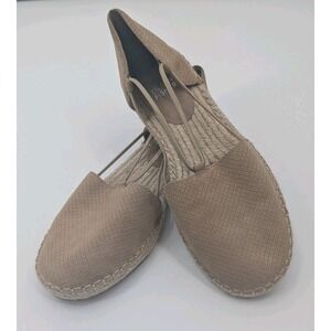 Eileen Fisher Lee Espadrille Leather Beige Strappy Flats Size 8.5 Beach Coastal